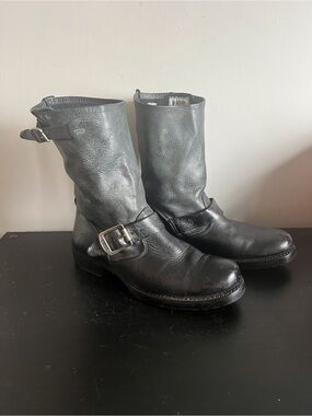 Frye Black Distressed Veronica Slouch Short Boot